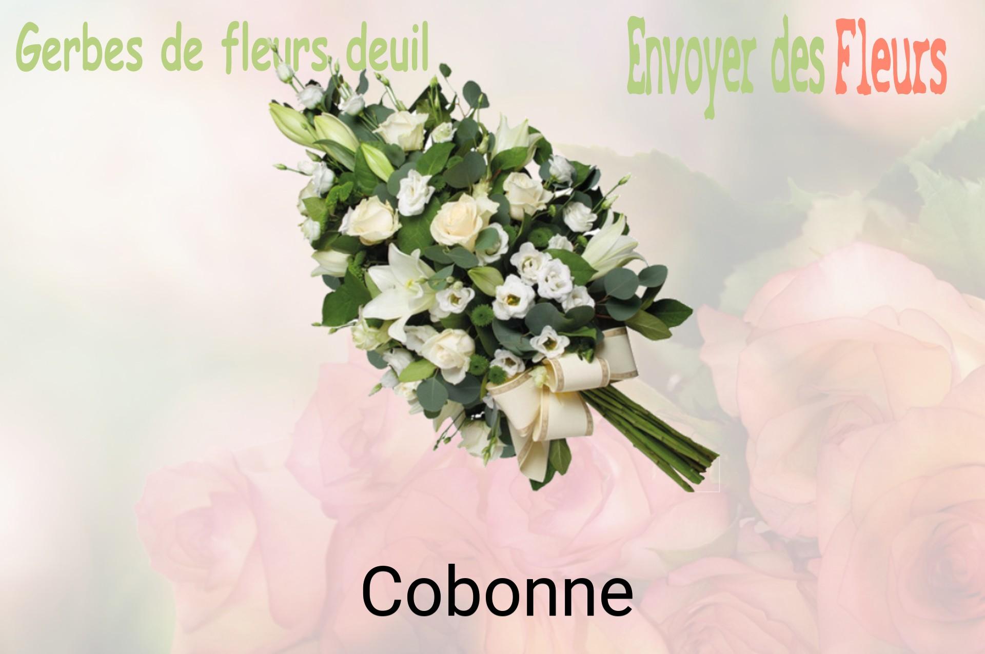 Gerbe de fleurs de deuil livrée à Cobonne